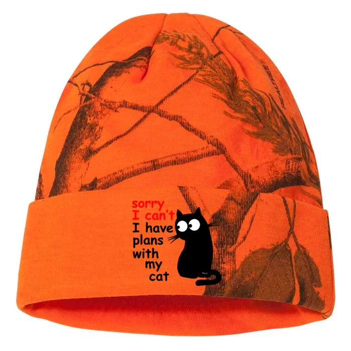 Sorry I Cant I Have Plans With My Cat Sarcastic Cat Saying Kati - 12in Camo Beanie