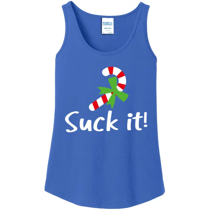 Suck It Candy Cane Christmas Great Gift Ladies Essential Tank