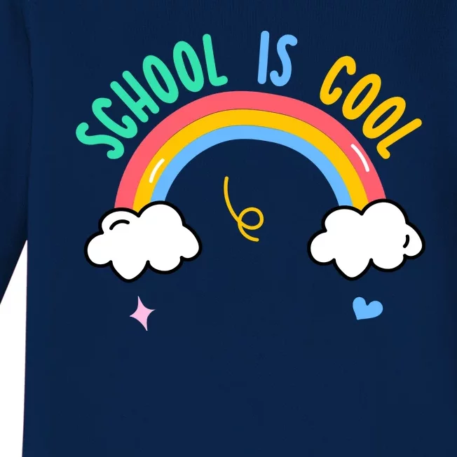 School Is Cool Rainbow Fun Retro Baby Long Sleeve Bodysuit