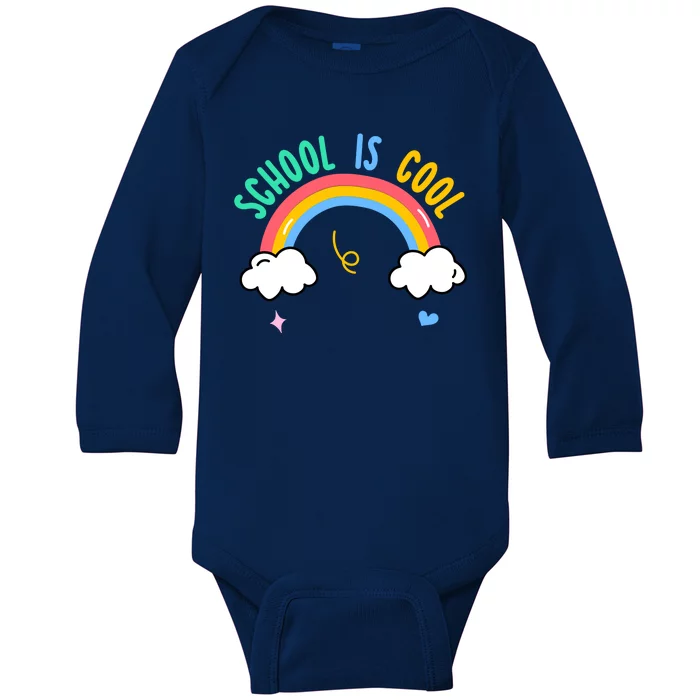 School Is Cool Rainbow Fun Retro Baby Long Sleeve Bodysuit