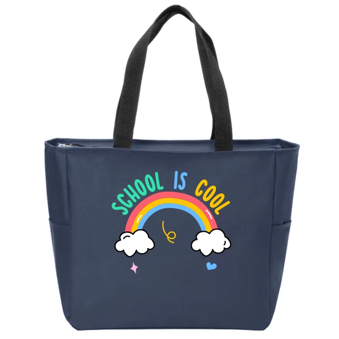 School Is Cool Rainbow Fun Retro Zip Tote Bag