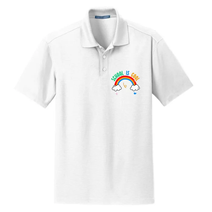 School Is Cool Rainbow Fun Retro Dry Zone Grid Performance Polo