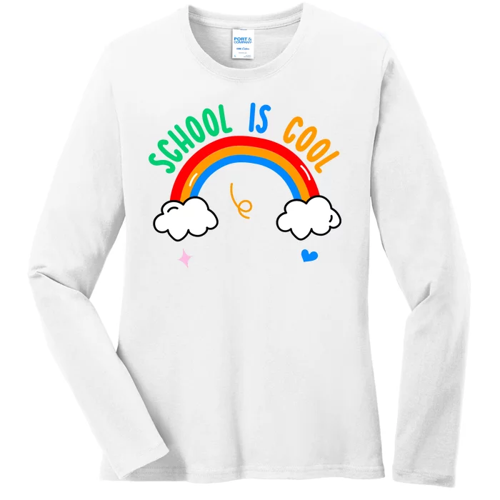 School Is Cool Rainbow Fun Retro Ladies Long Sleeve Shirt