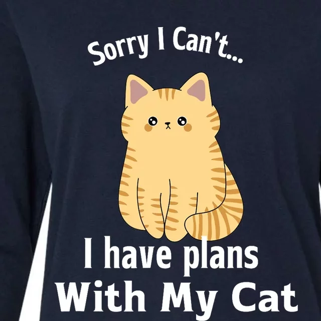 Sorry I Can't I Have Plans With My Cat Womens Cotton Relaxed Long Sleeve T-Shirt