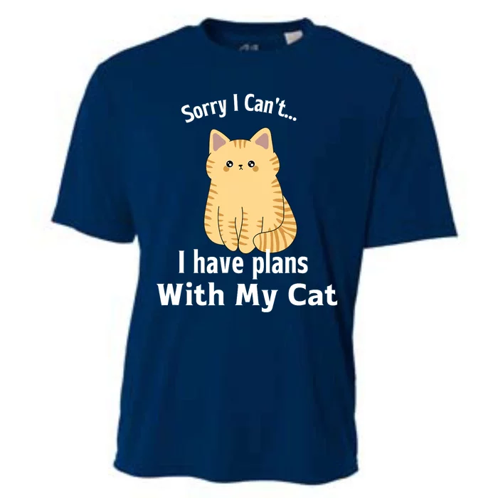 Sorry I Can't I Have Plans With My Cat Cooling Performance Crew T-Shirt