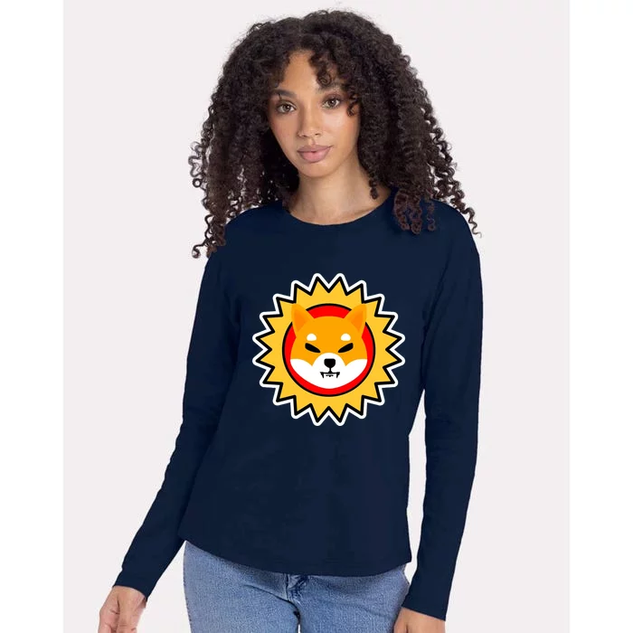 Shiba Inu Coin Star Logo Womens Cotton Relaxed Long Sleeve T-Shirt