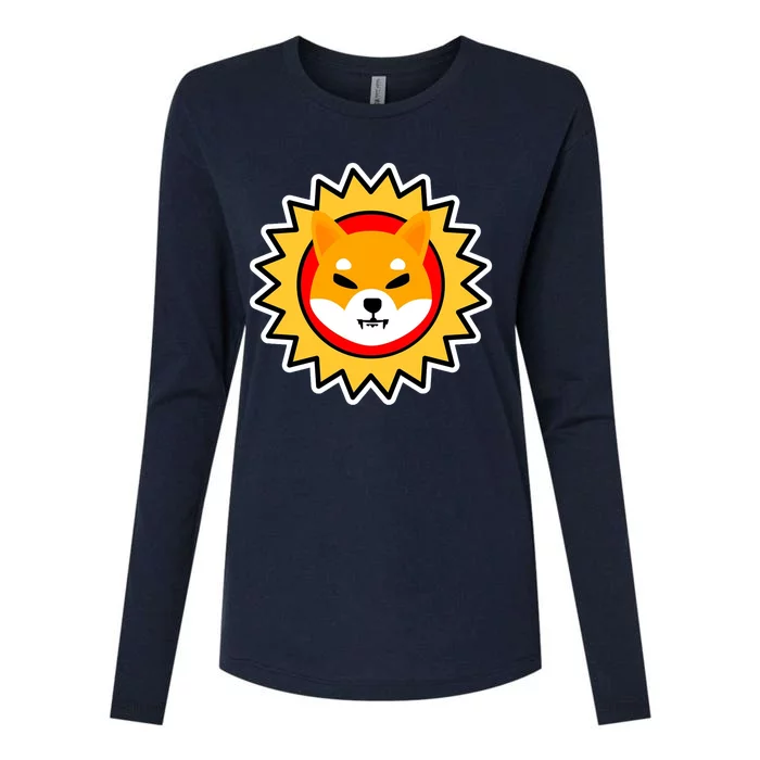 Shiba Inu Coin Star Logo Womens Cotton Relaxed Long Sleeve T-Shirt