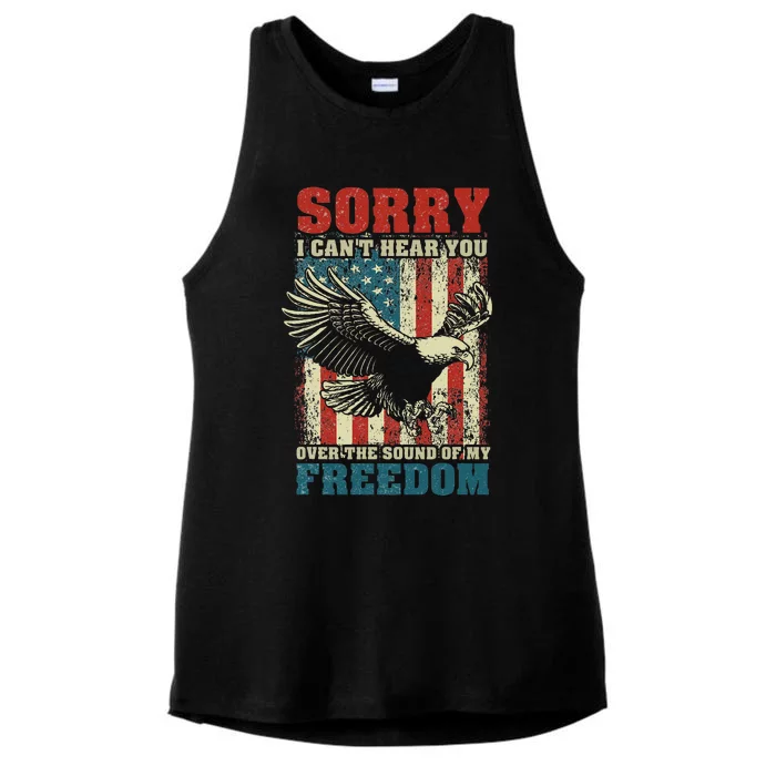 Sorry I Cant Hear You Over The Sound Of My Freedom Ladies Tri-Blend Wicking Tank