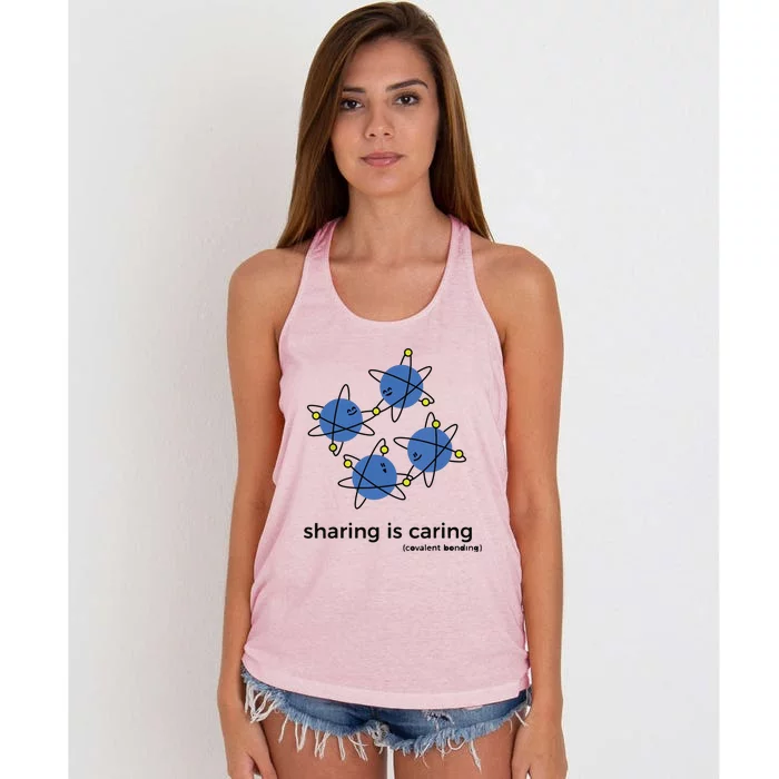 Sharing Is Caring Cute Chemistry Chemist Women's Knotted Racerback Tank