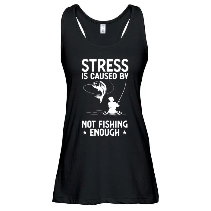 Stress Is Caused By Not Fishing Enough Funny Fishing Bass Fly Fishing Lovers Ladies Essential Flowy Tank