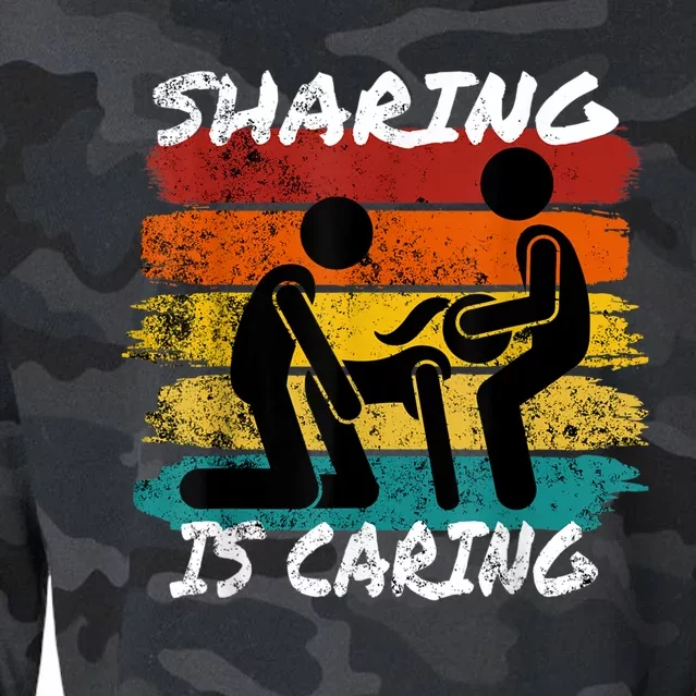 Sharing Is Caring Threesome Sex Polyamory Swingers Cropped Pullover Crew