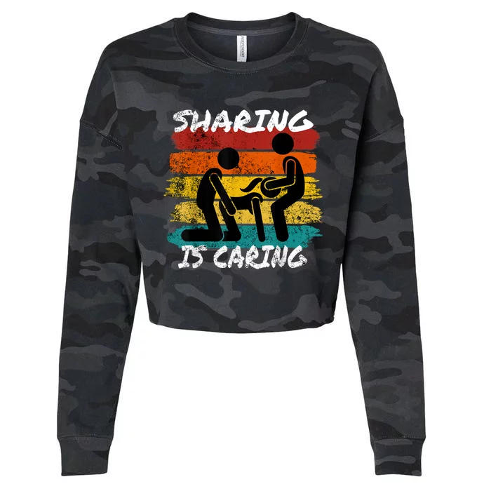 Sharing Is Caring Threesome Sex Polyamory Swingers Cropped Pullover Crew