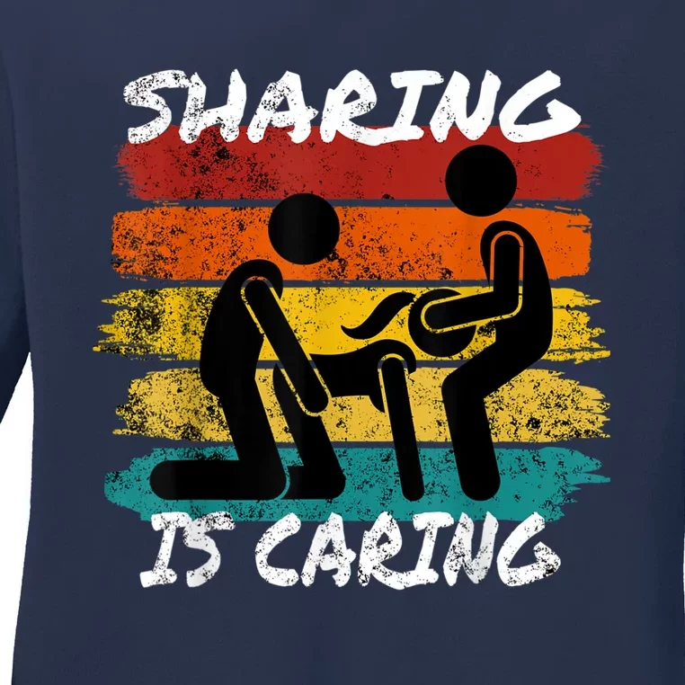 Sharing Is Caring Threesome Sex Polyamory Swingers Ladies Long Sleeve Shirt