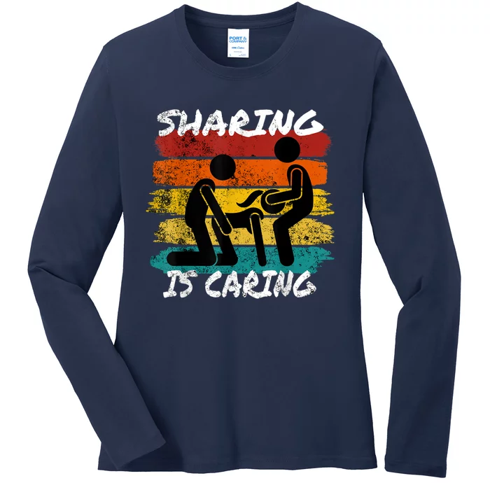 Sharing Is Caring Threesome Sex Polyamory Swingers Ladies Long Sleeve Shirt