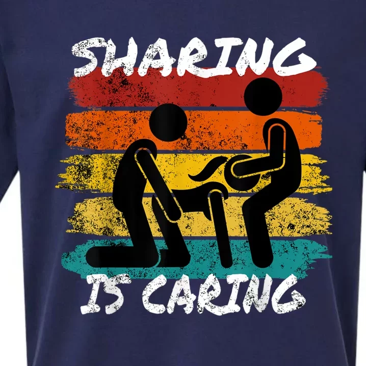 Sharing Is Caring Threesome Sex Polyamory Swingers Sueded Cloud Jersey T-Shirt