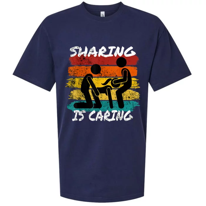 Sharing Is Caring Threesome Sex Polyamory Swingers Sueded Cloud Jersey T-Shirt