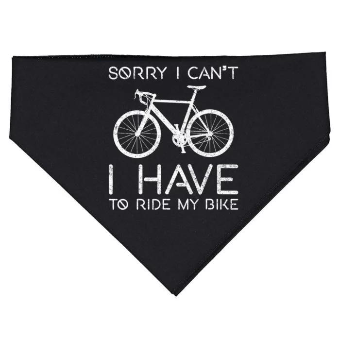 Sorry I Can't I Have To Ride Bike Cycling Cyclist Funny Bike USA-Made Doggie Bandana