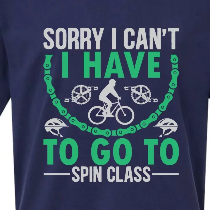 Sorry I Cant I Have To Go To Spin Class Gift Funny Cycling Sueded Cloud Jersey T-Shirt