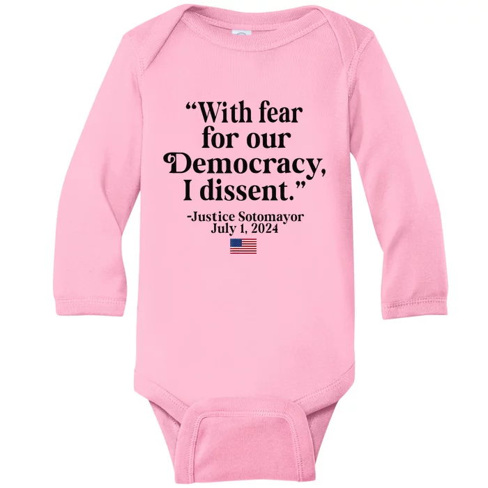 Scotus I Dissent Fear For Our Democracy Gifts Baby Long Sleeve Bodysuit