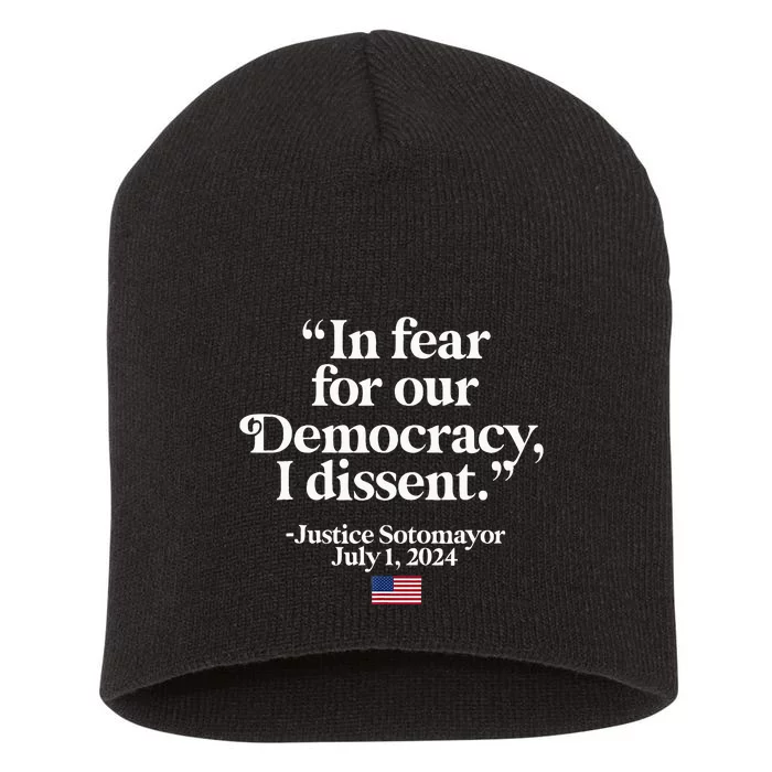 Scotus I Dissent Fear For Our Democracy Short Acrylic Beanie