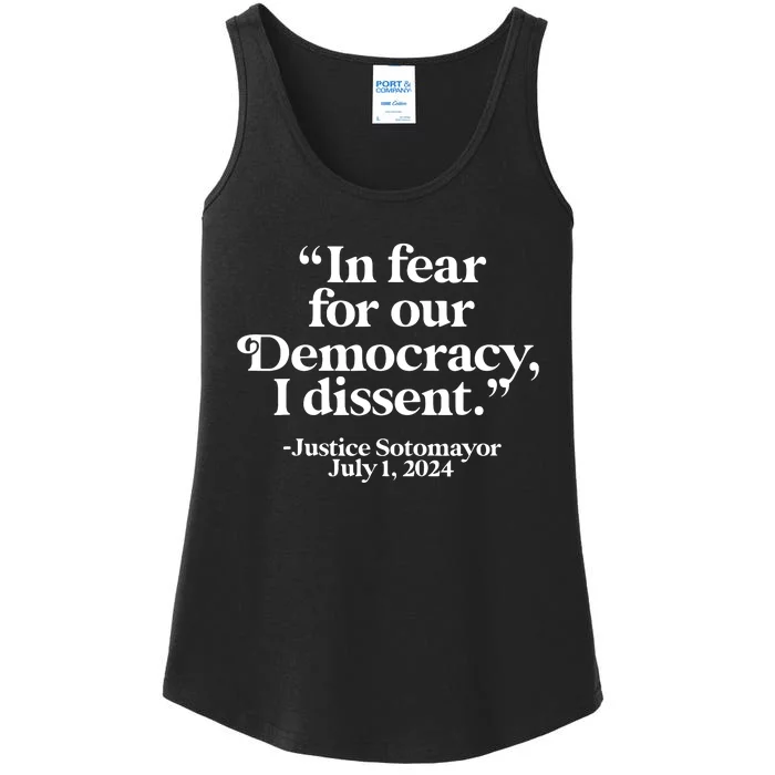 Scotus I Dissent Fear For Our Democracy Justice Sotomayor Ladies Essential Tank