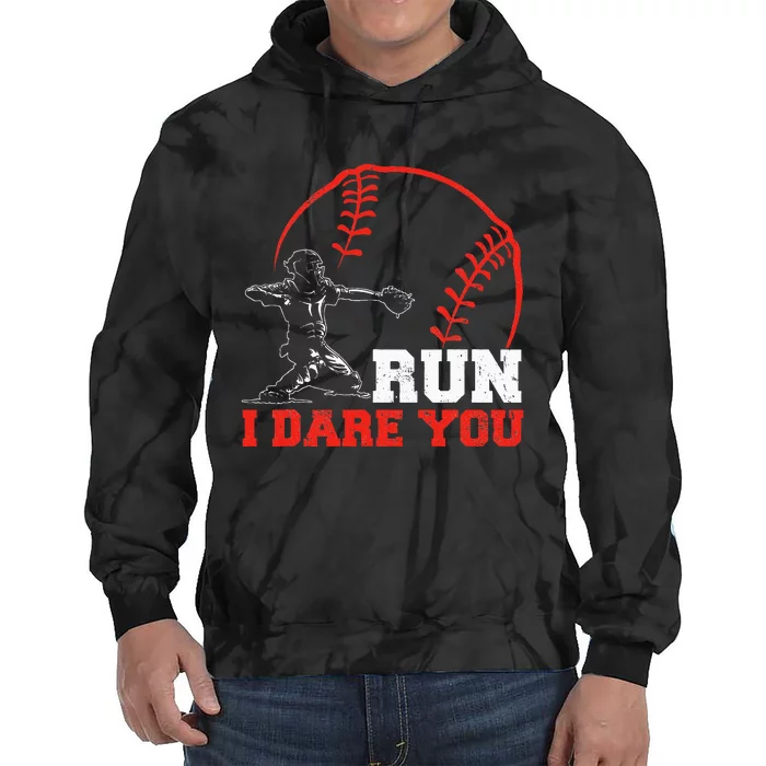 Steal I Dare You Baseball Catcher Baseball Player Tie Dye Hoodie