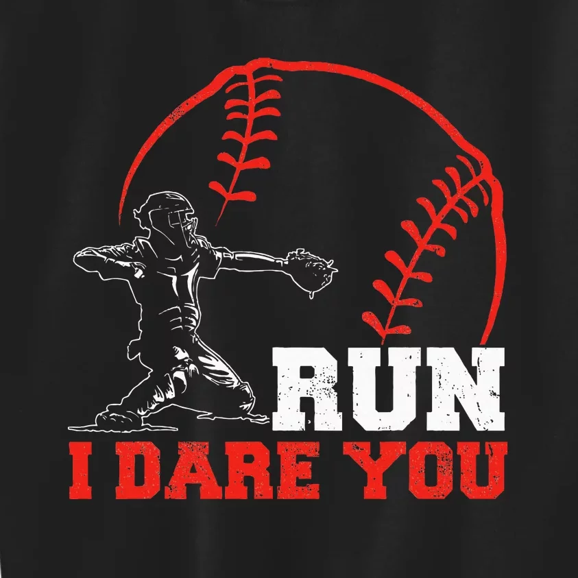 Steal I Dare You Baseball Catcher Baseball Player Kids Sweatshirt