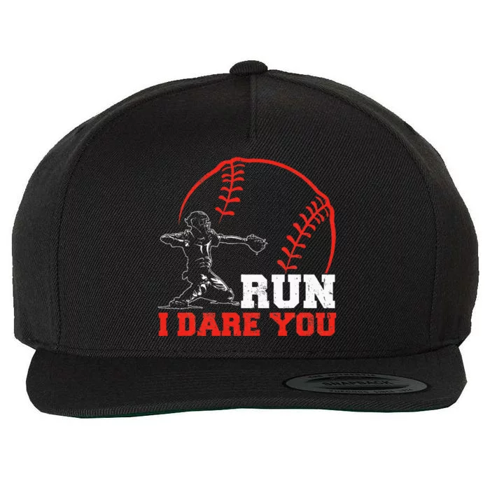 Steal I Dare You Baseball Catcher Baseball Player Wool Snapback Cap