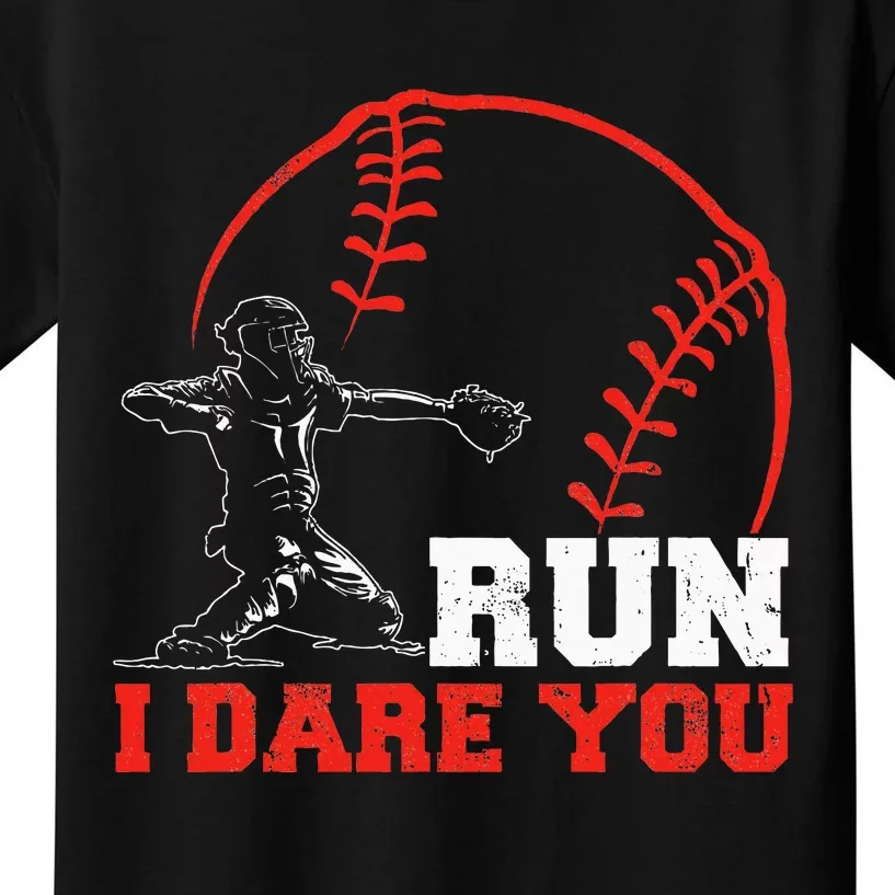 Steal I Dare You Baseball Catcher Baseball Player Kids T-Shirt