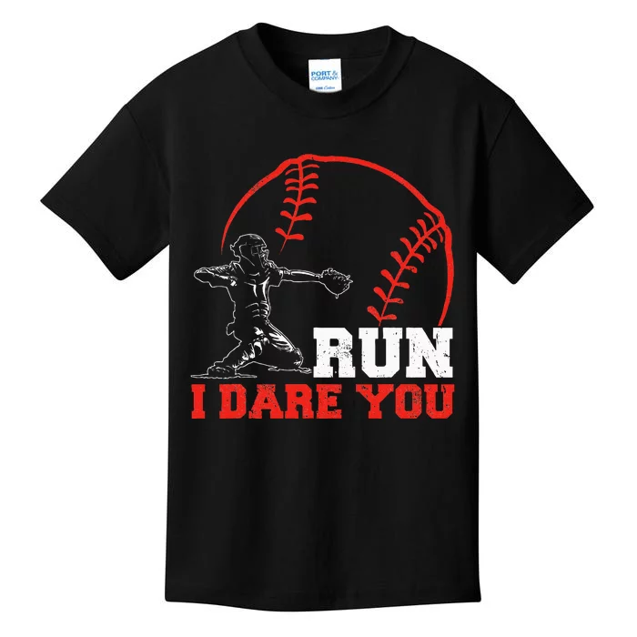 Steal I Dare You Baseball Catcher Baseball Player Kids T-Shirt