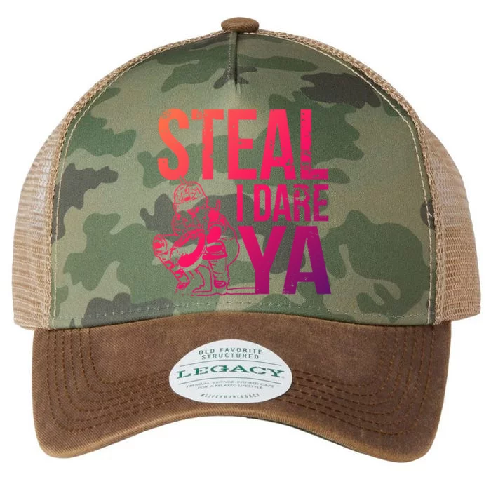 Steal I Dare Ya Funny Softball Catcher Team Sport Gift Legacy Tie Dye Trucker Hat