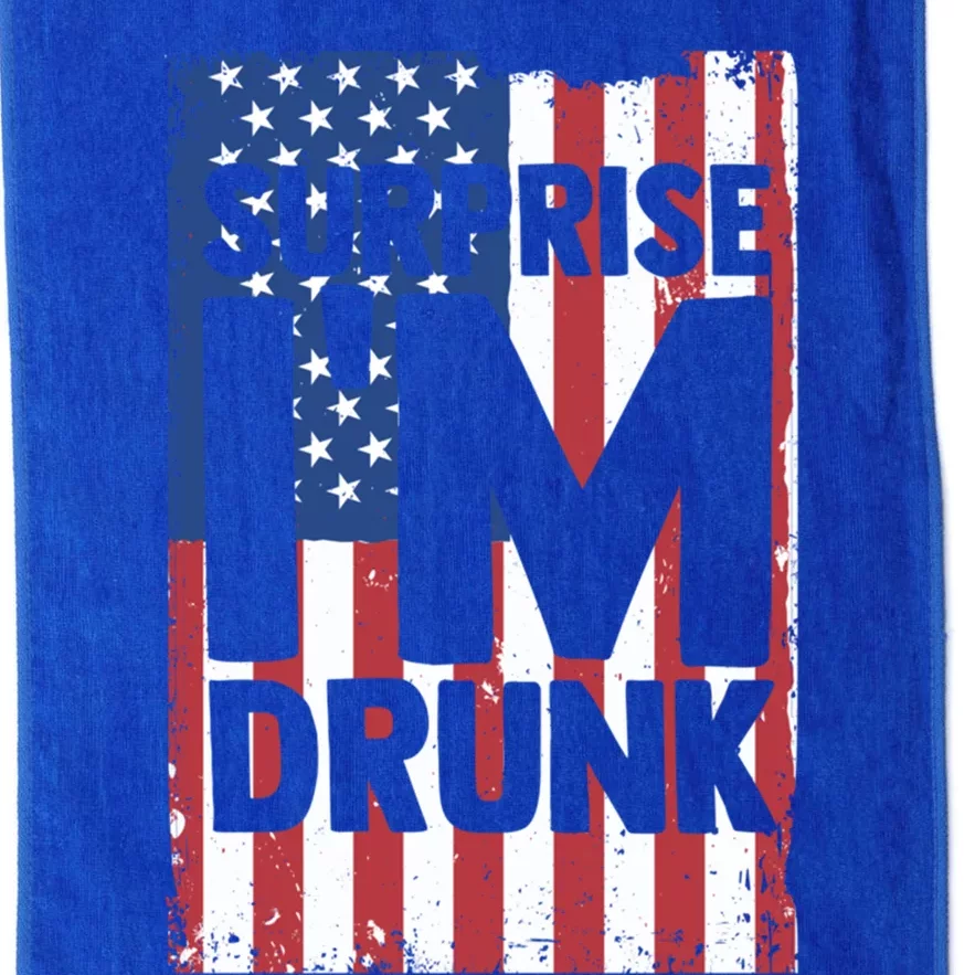 Surprise Im Drunk American Flag Funny Usa Beer Patriot Gift Platinum Collection Golf Towel