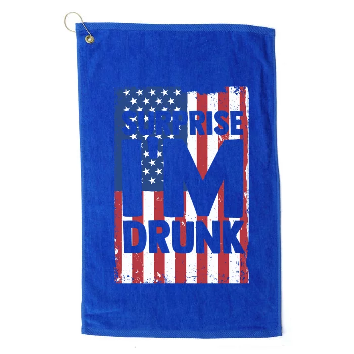 Surprise Im Drunk American Flag Funny Usa Beer Patriot Gift Platinum Collection Golf Towel