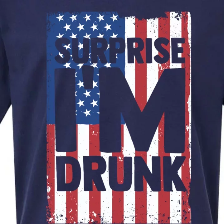 Surprise Im Drunk American Flag Funny Usa Beer Patriot Gift Sueded Cloud Jersey T-Shirt