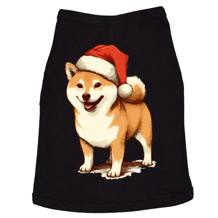 Shiba Inu Dog With Santa Hat Christmas Doggie Tank