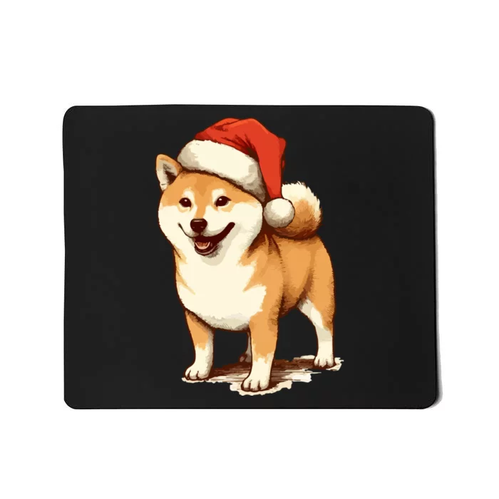 Shiba Inu Dog With Santa Hat Christmas Mousepad