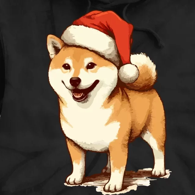 Shiba Inu Dog With Santa Hat Christmas Tie Dye Hoodie