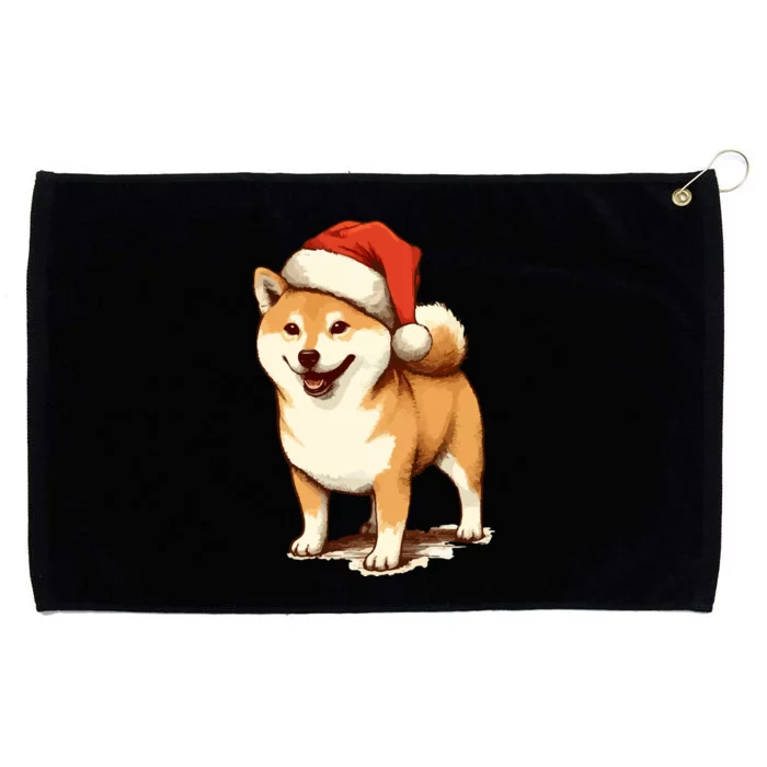 Shiba Inu Dog With Santa Hat Christmas Grommeted Golf Towel