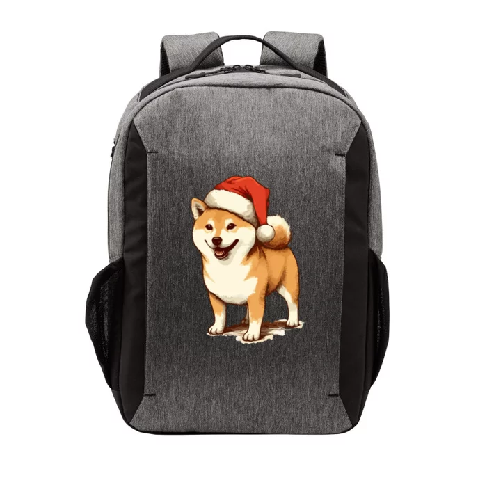 Shiba Inu Dog With Santa Hat Christmas Vector Backpack