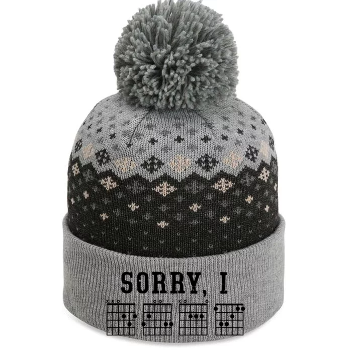 Sorry I DGAF Funny Hidden Message Guitar Chords The Baniff Cuffed Pom Beanie