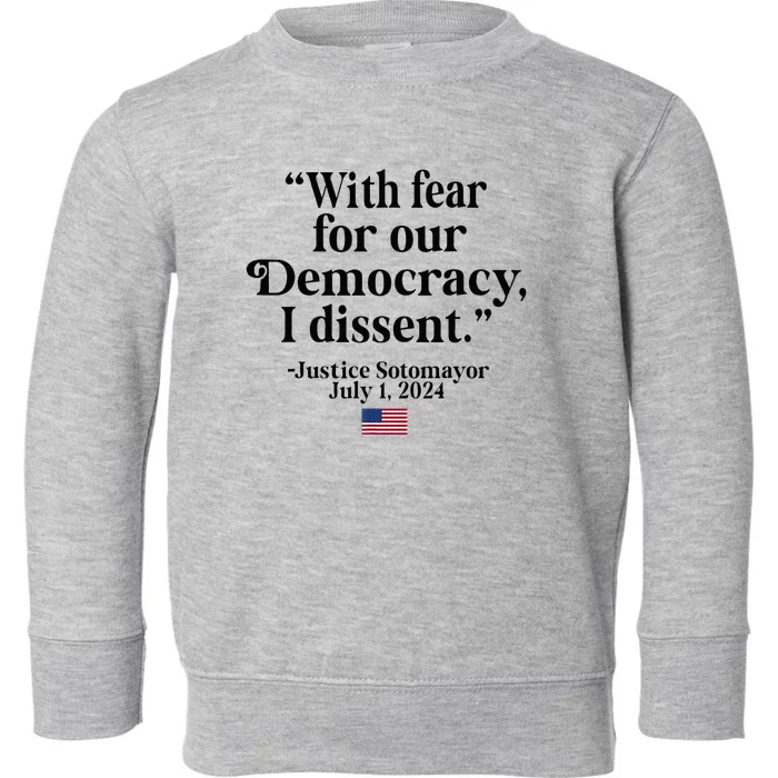 Scotus I Dissent Fear For Our Democracy Toddler Sweatshirt