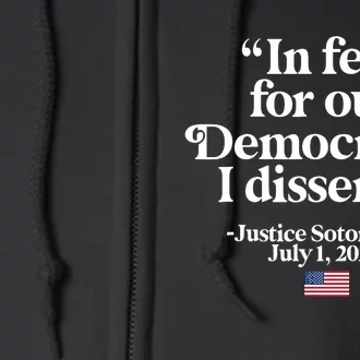 Scotus I Dissent Fear For Our Democracy Justice Sotomayor Full Zip Hoodie