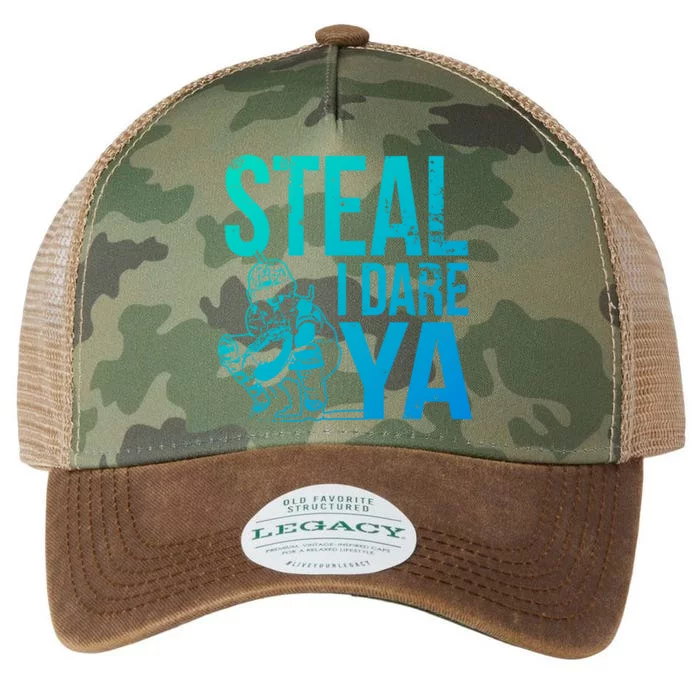 Steal I Dare Ya Funny Softball Catcher Team Sport Gift Legacy Tie Dye Trucker Hat