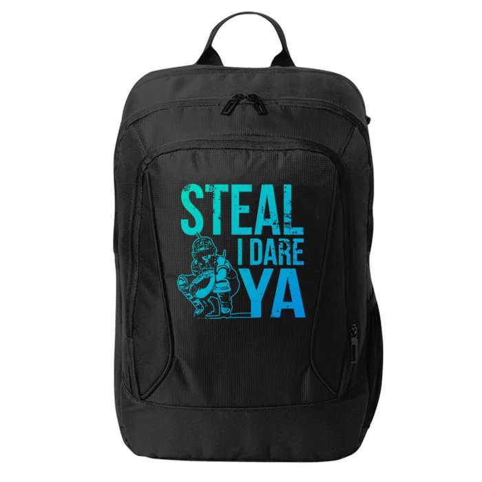 Steal I Dare Ya Funny Softball Catcher Team Sport Gift City Backpack