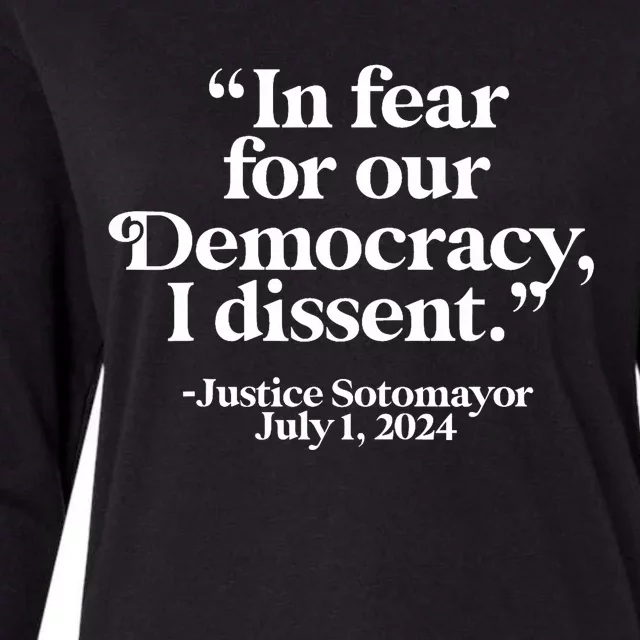 Scotus I Dissent Fear For Our Democracy Justice Sotomayor Womens Cotton Relaxed Long Sleeve T-Shirt