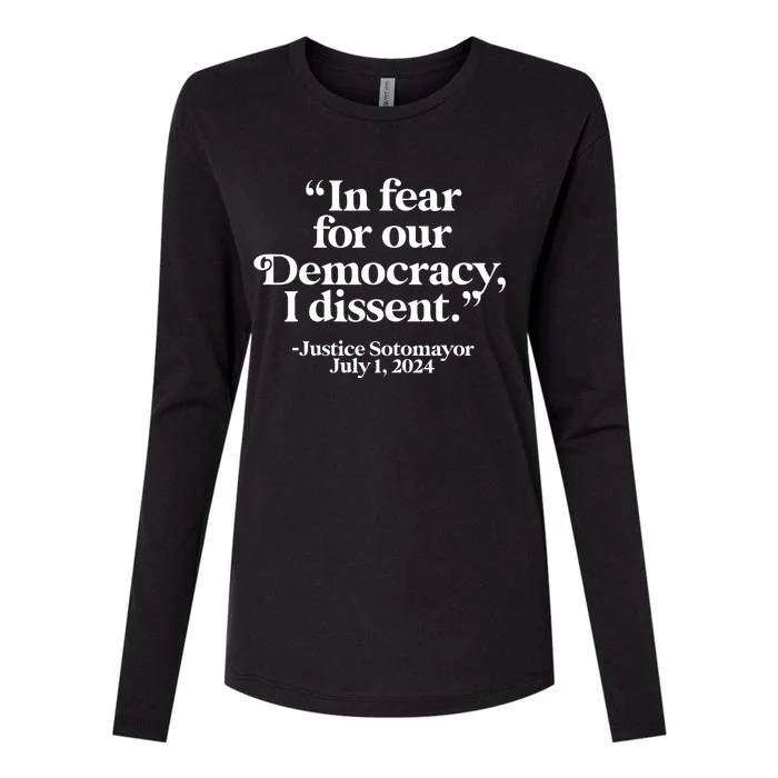 Scotus I Dissent Fear For Our Democracy Justice Sotomayor Womens Cotton Relaxed Long Sleeve T-Shirt