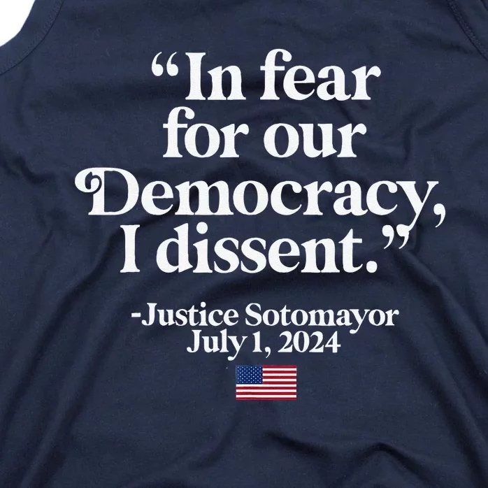 Scotus I Dissent Fear For Our Democracy Justice Sotomayor Tank Top