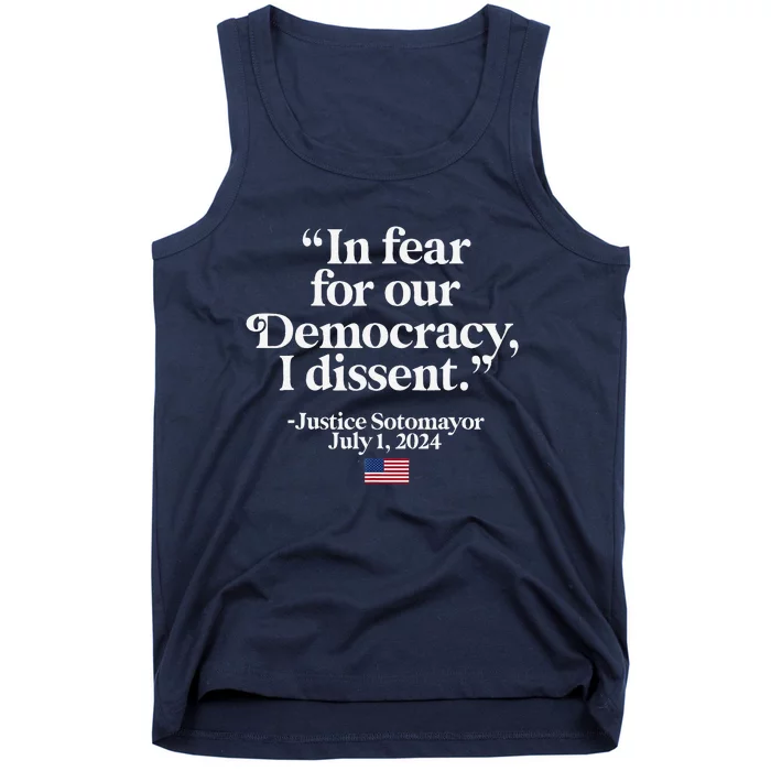 Scotus I Dissent Fear For Our Democracy Justice Sotomayor Tank Top