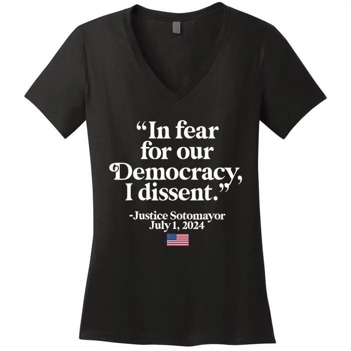 Scotus I Dissent Fear For Our Democracy Gifts Women's V-Neck T-Shirt