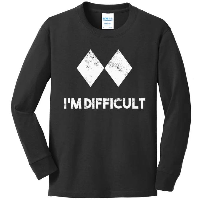 Ski IM Difficult Skiing Skier Snowboard Snowboarder Kids Long Sleeve Shirt